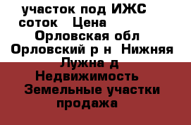 участок под ИЖС 10 соток › Цена ­ 430 000 - Орловская обл., Орловский р-н, Нижняя Лужна д. Недвижимость » Земельные участки продажа   